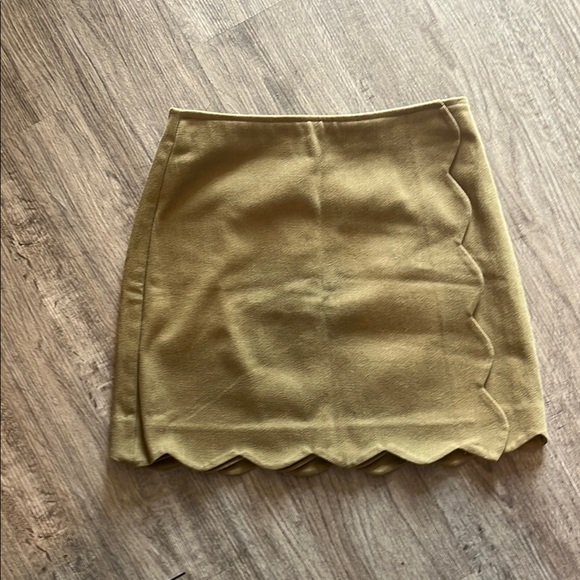 miami Dresses & Skirts - Miami Tan Green Asymmetrical Pencil Mini Skirt